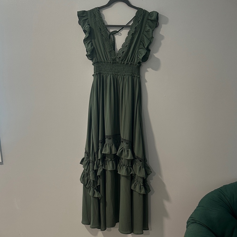 Baltic Born green  Ruffled Maxi Dress